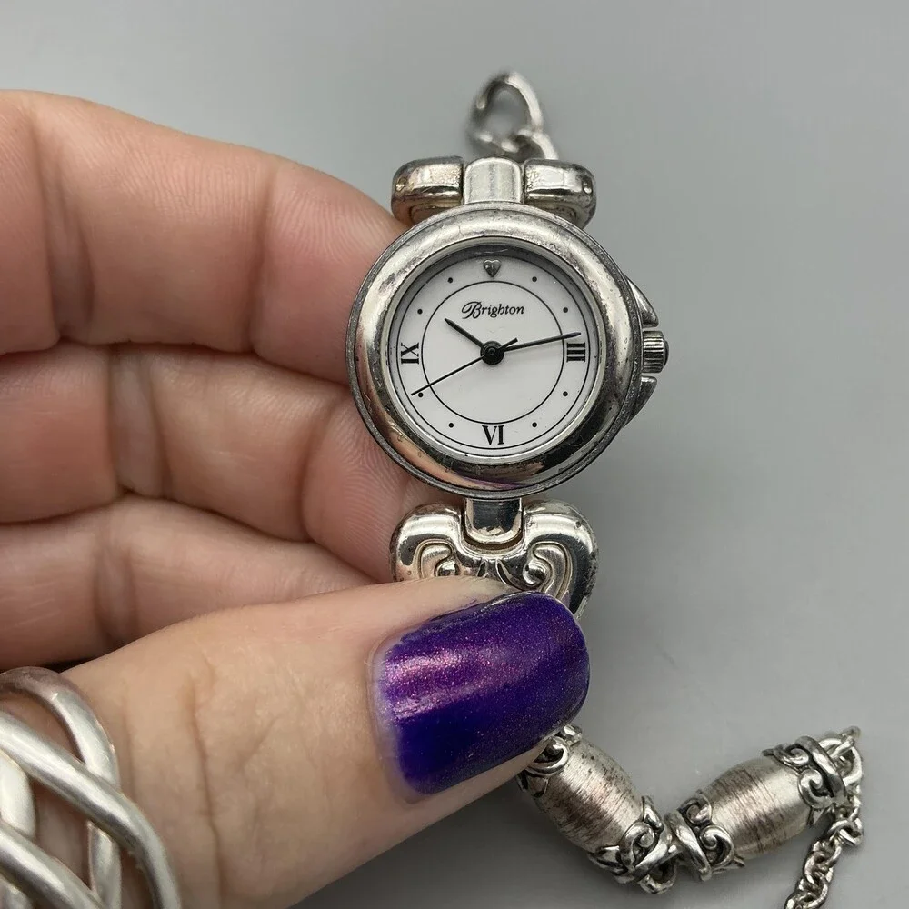 Brighton Bristol Womens Watch 25mm White Dial Silver Tone Hearts New Battery